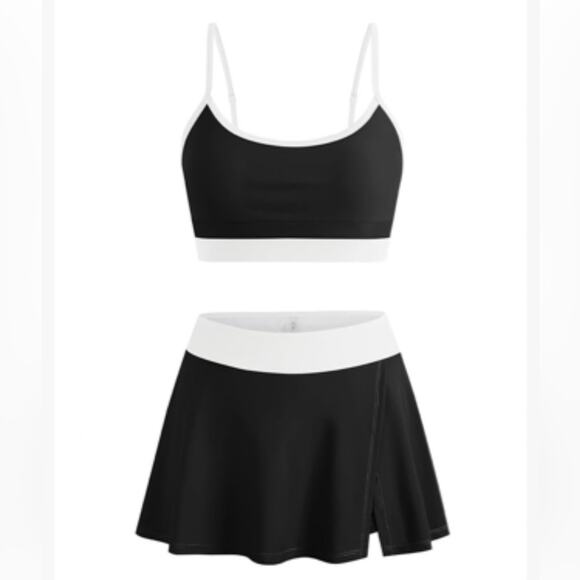Zaful NWT Black & White Colorblock Bikini Set with Swim Skirt Bottom Size 4 - Picture 11 of 11
